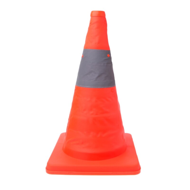 42cm 접이식 도로 안전 경고 표지 교통 콘 오렌지 반사 테이프
